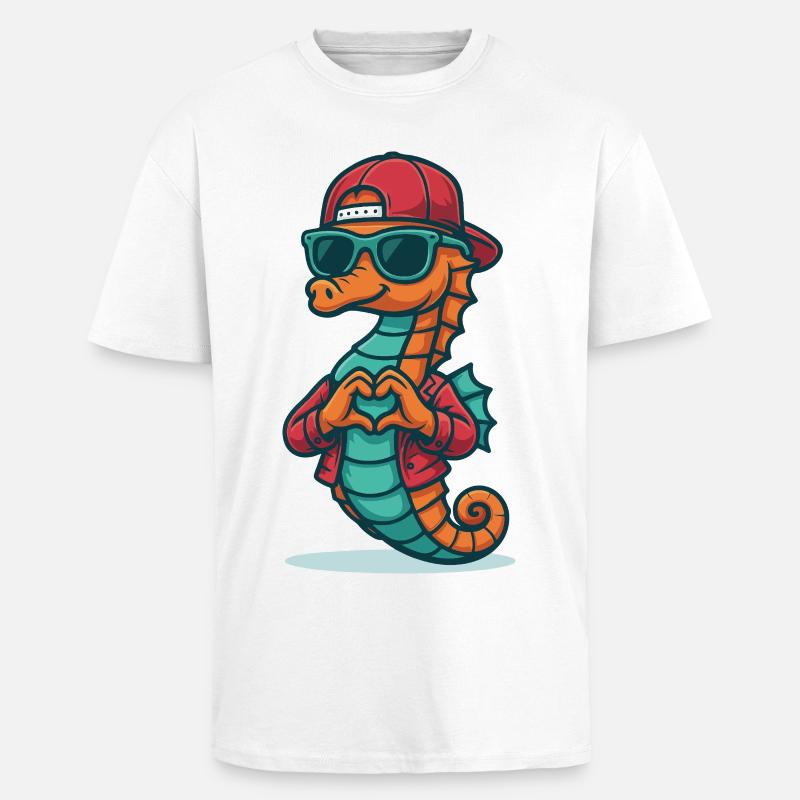 Herzreiter Seepferdchen - Oversized Heavyweight Unisex T-Shirt - Weiß