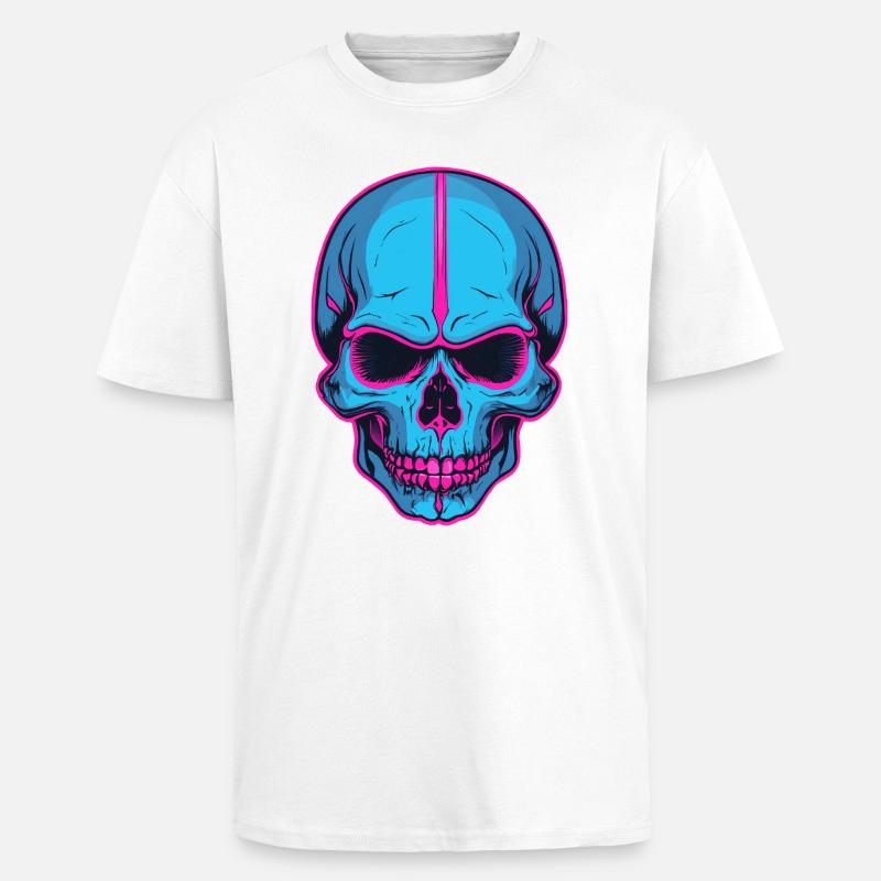 Neon Skull Blaue Schädelflair - Oversized Heavyweight Unisex T-Shirt - Weiß