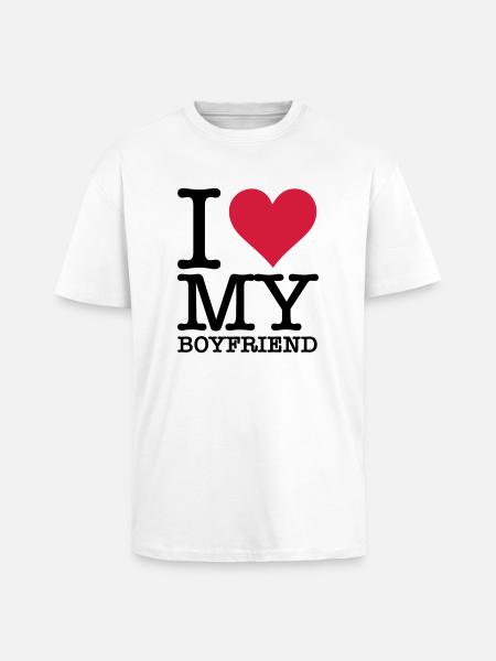 I love my boyfriend! - Unisex Oversized Heavyweight T-shirt - white