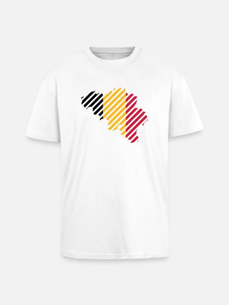 pays rayé Belgique - T-shirt unisexe oversize épais - blanc