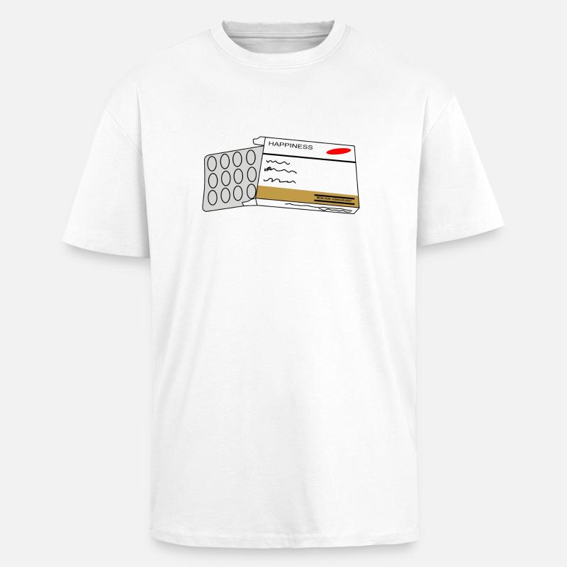Happiness - Oversized Heavyweight Unisex T-Shirt - Weiß