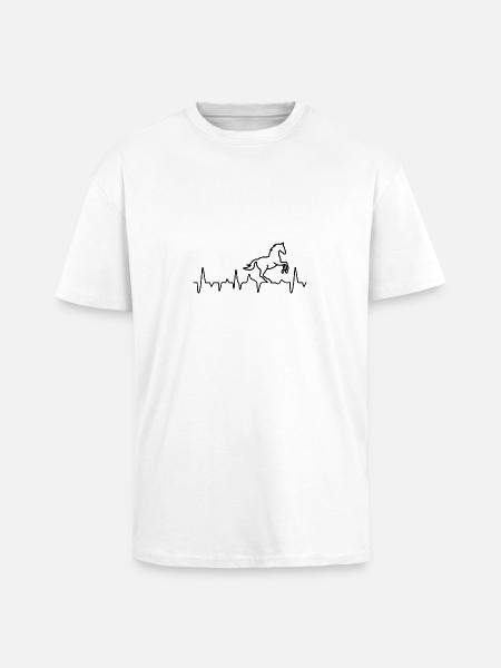 horse heartbeat black - Unisex Oversized Heavyweight T-shirt - white