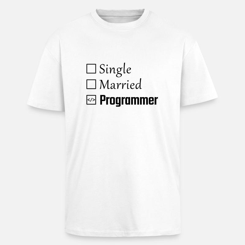 Single, Married, Programmer - Unisex Oversized Heavyweight T-shirt - white