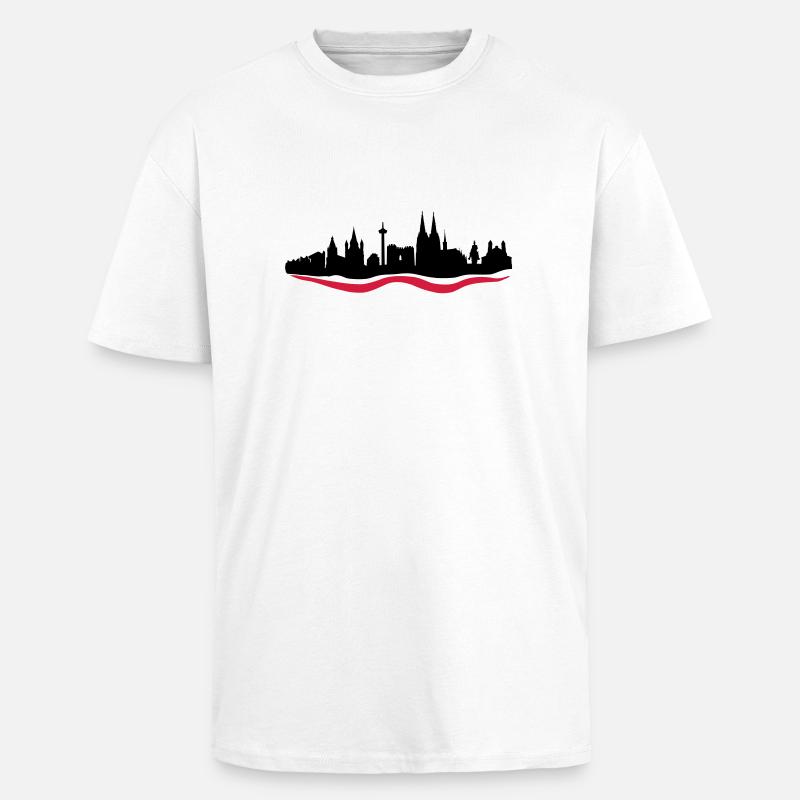 Koeln Skyline - Oversized Heavyweight Unisex T-Shirt - Weiß