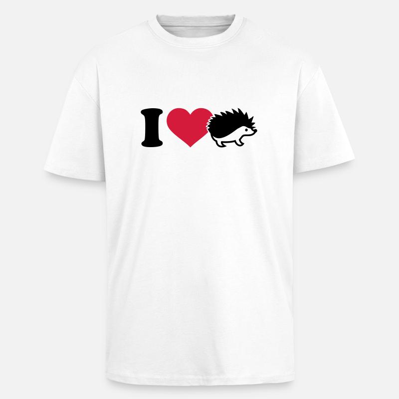 I love Hérisson - T-shirt unisexe oversize épais - blanc