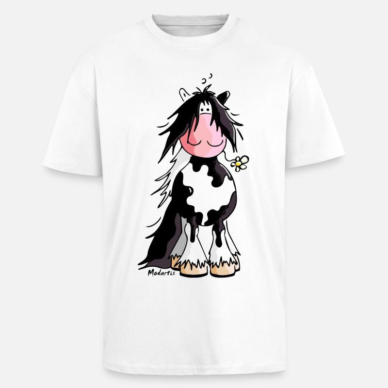 Gypsy Cob - Irish Cob – Pinto – Cheval - T-shirt unisexe oversize épais - blanc