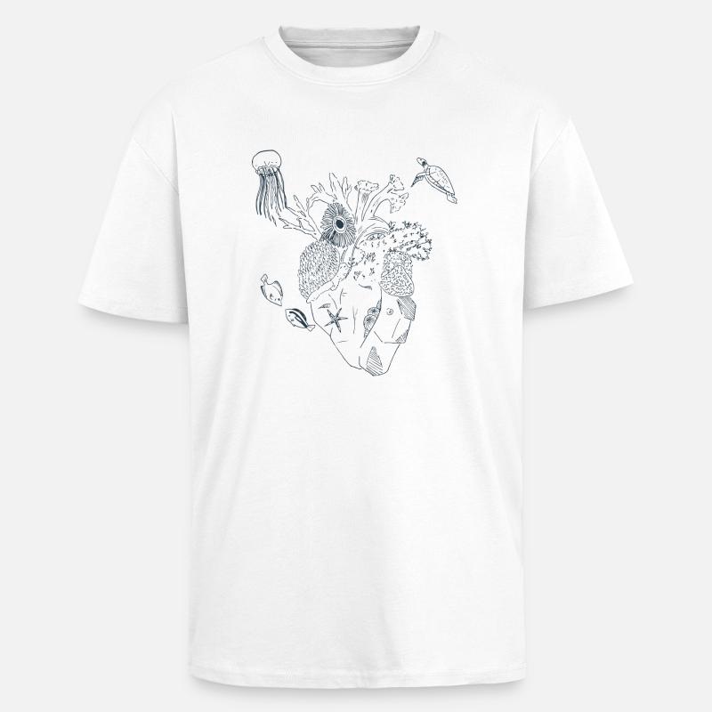 Herz der See (Lineart) - Oversized Heavyweight Unisex T-Shirt - Weiß