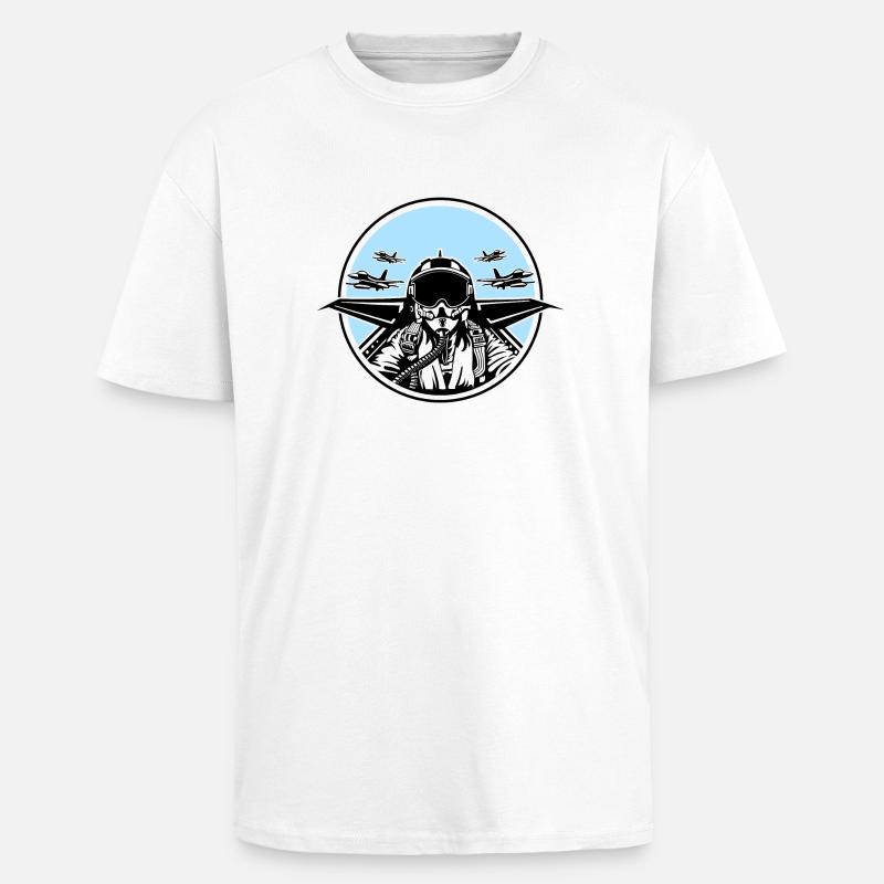 Jet Pilot / Kampfpilot 01_weiß Schwarz - Oversized Heavyweight Unisex T-Shirt - Weiß