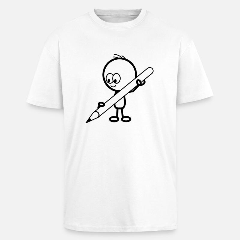 mann_mit_stift - T-shirt unisexe oversize épais - blanc