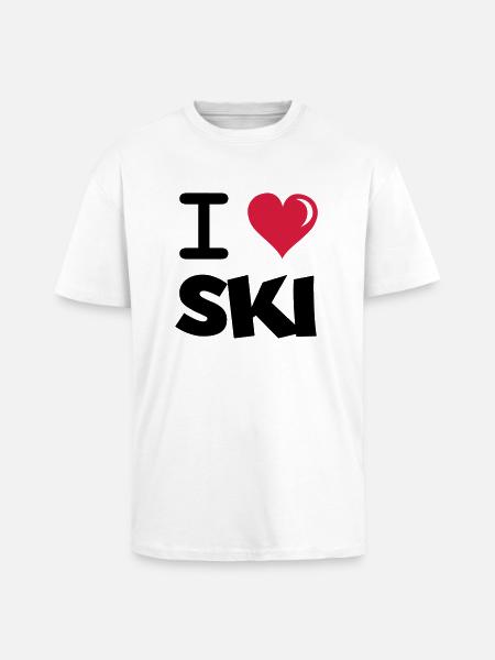 i_love_ski - Oversized Heavyweight Unisex T-Shirt - Weiß