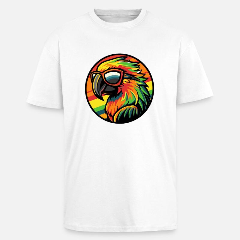 Parrot Comic Cool Summer - Unisex Oversized Heavyweight T-shirt - white