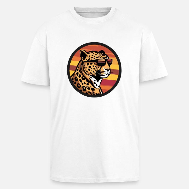 Léopard Bande dessinée Cool - T-shirt unisexe oversize épais - blanc