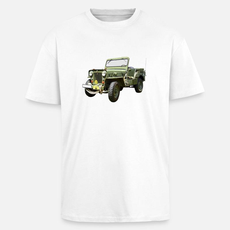 Jeep Willys Odtimer - T-shirt unisexe oversize épais - blanc
