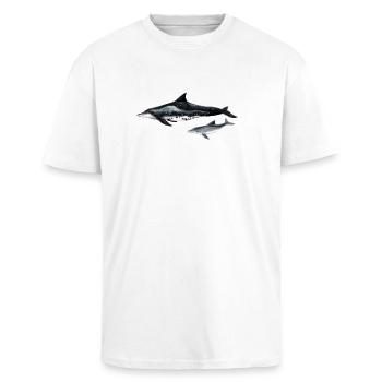 Dolphin with rugged teeth - Dolphin - Steno rostre - Unisex Oversized Heavyweight T-shirt - white - Front - Alina (178cm) & Michal (187cm)