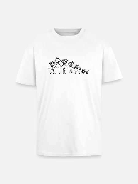 Familie mit Hund - Oversized Heavyweight Unisex T-Shirt - Weiß