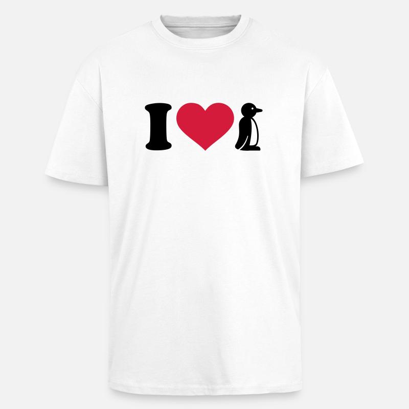 I love Manchot - T-shirt unisexe oversize épais - blanc