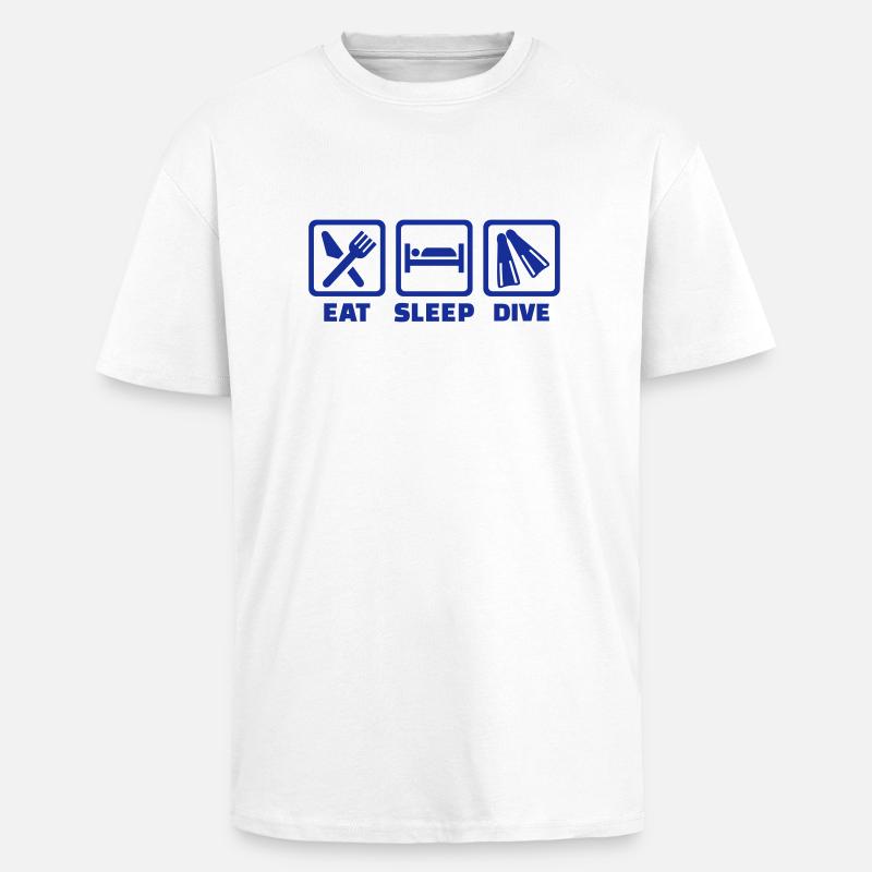 Eat sleep dive - T-shirt unisexe oversize épais - blanc