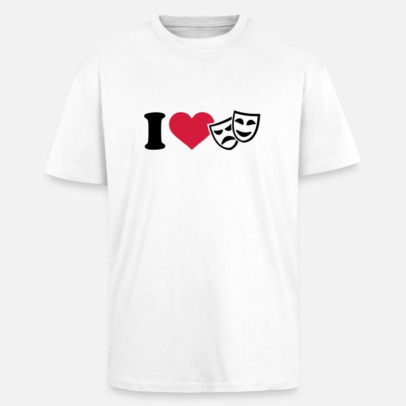 I love Théâtre - T-shirt unisexe oversize épais - blanc