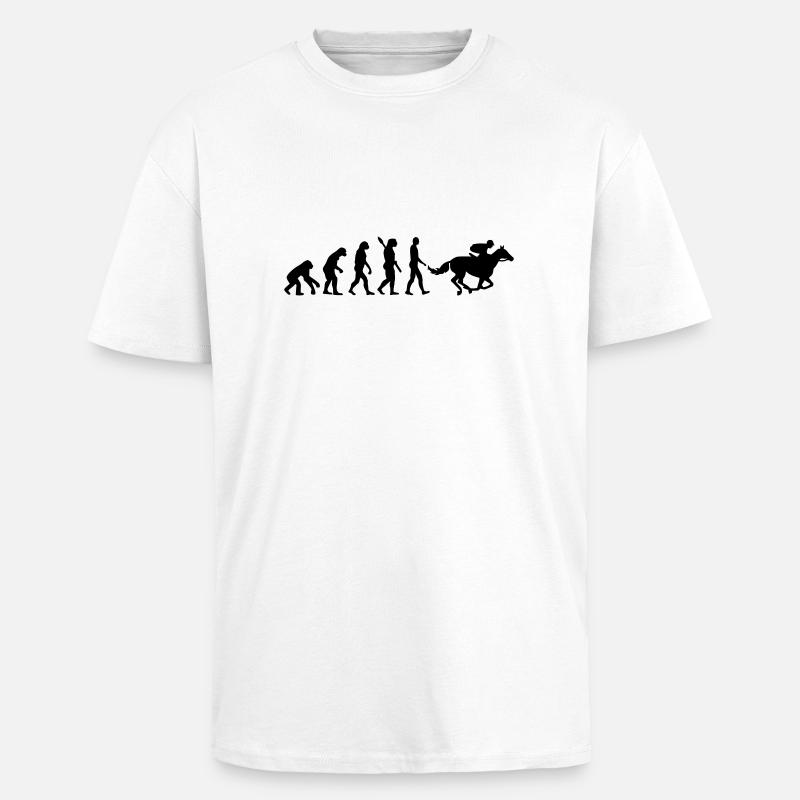 Évolution Course de chevaux - T-shirt unisexe oversize épais - blanc