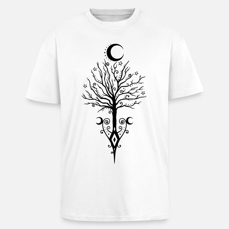 Tree Moon Night Stars Moon Tree - Unisex Oversized Heavyweight T-shirt - white