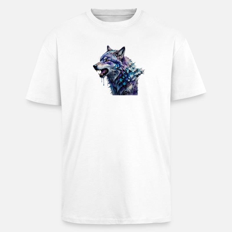 Loup Alpha - T-shirt unisexe oversize épais - blanc