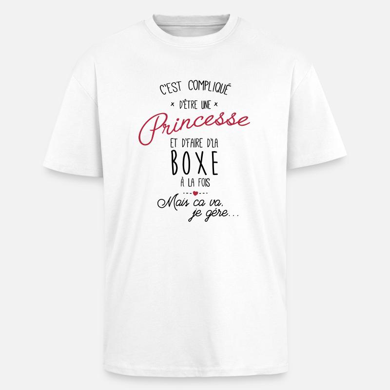 princesse et Boxe - boxeuse - T-shirt unisexe oversize épais - blanc