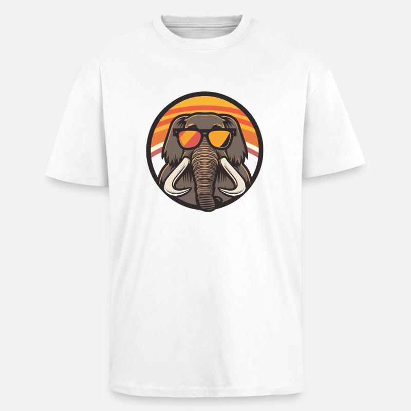 Mammoth Comic Elephant Cool - Unisex Oversized Heavyweight T-shirt - white