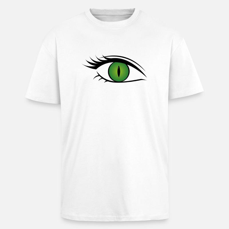 Oeil de Chat Vert - T-shirt unisexe oversize épais - blanc