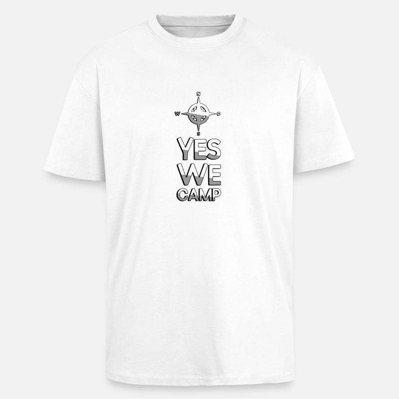 YES WE CAMP + Kompass - Camping - Oversized Heavyweight Unisex T-Shirt - Weiß