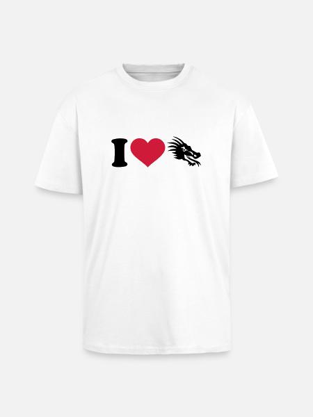 I love dragons - Unisex Oversized Heavyweight T-shirt - white