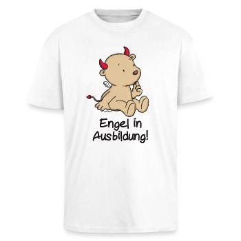 Engel_Teufel Ausbildung_schwarz - Oversized Heavyweight Unisex T-Shirt - Weiß - Vorne - Alina (178cm) & Michal (187cm)