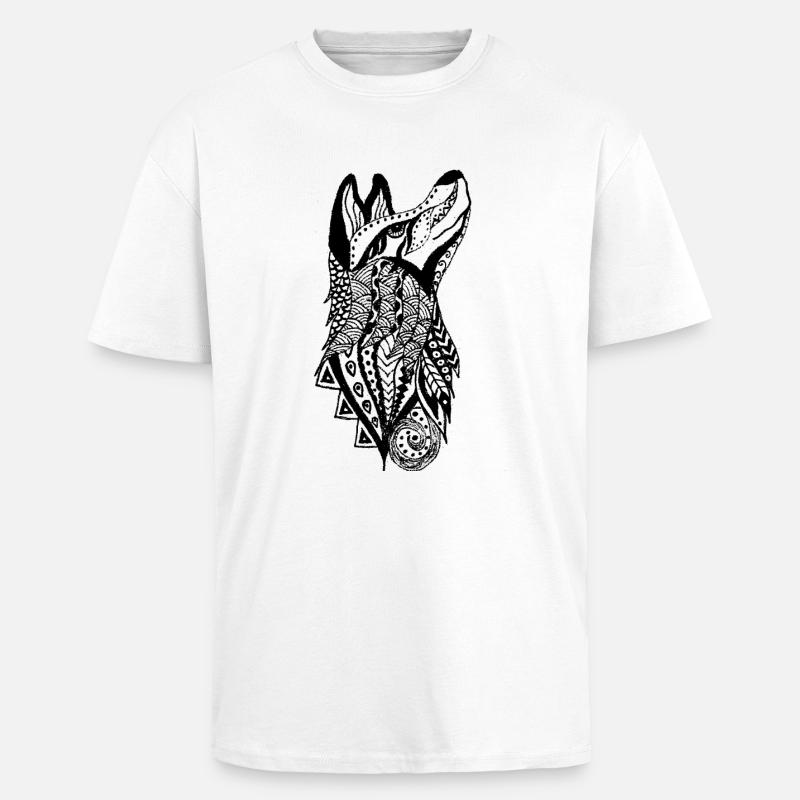 Wolf - Oversized Heavyweight Unisex T-Shirt - Weiß