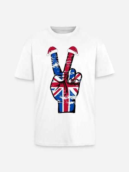British Flag Christmas Peace Symbol used - Unisex Oversized Heavyweight T-shirt - white