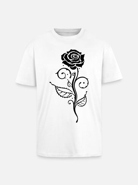 Black Rose Ornament Gothic - Unisex Oversized Heavyweight T-shirt - white
