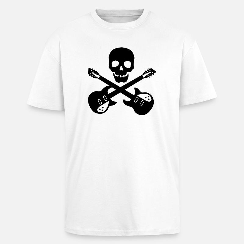 Skull Guitar - T-shirt unisexe oversize épais - blanc