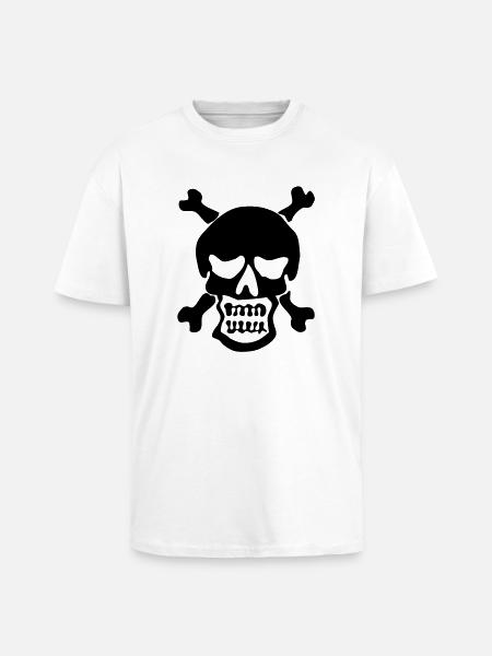 Rocknroll Skull - Oversized Heavyweight Unisex T-Shirt - Weiß