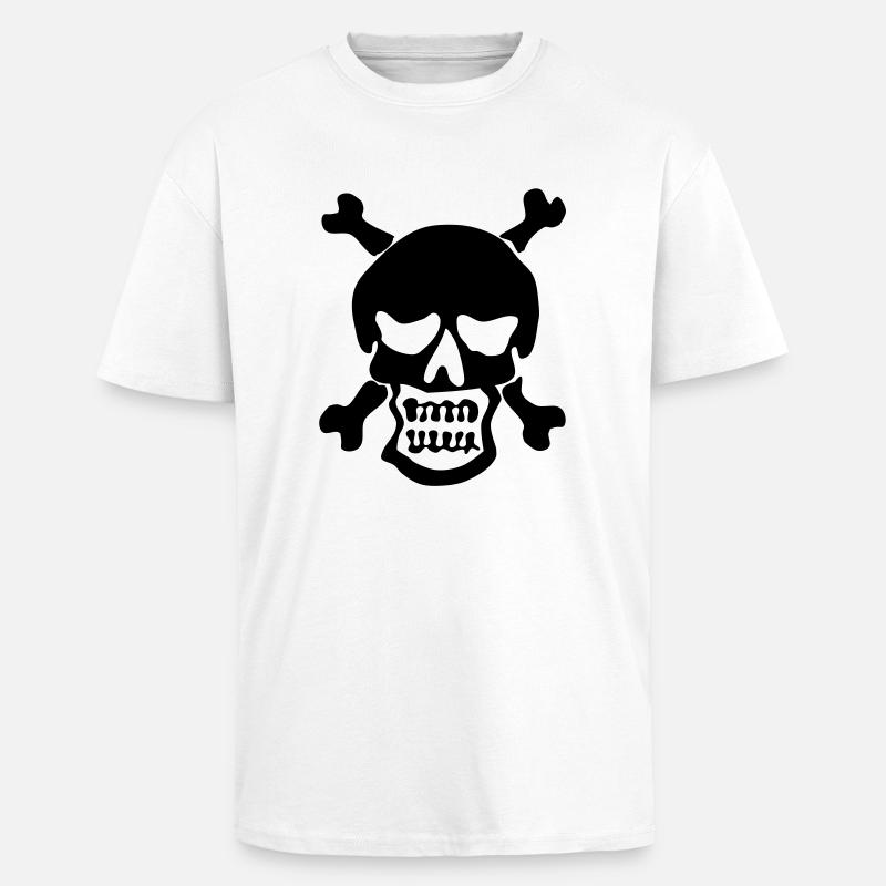 Rock Roll Skull - Unisex Oversized Heavyweight T-shirt - white