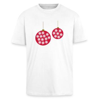 Weihnachtskugel - Oversized Heavyweight Unisex T-Shirt - Weiß - Vorne - Alina (178cm) & Michal (187cm)