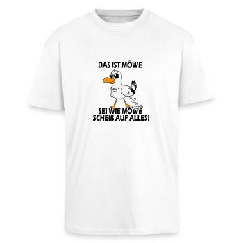 Sei wie Möwe - Oversized Heavyweight Unisex T-Shirt - Weiß - Vorne - Alina (178cm) & Michal (187cm)