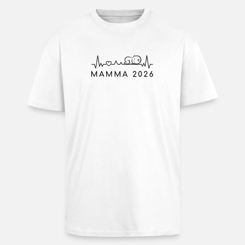 Werdende Mutter 2026 Herzschlag Schwangerschaft - Oversized Heavyweight Unisex T-Shirt - Weiß