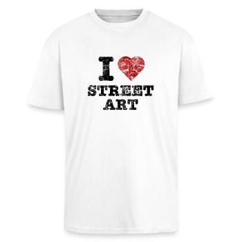 i_love_streetart_vintage - Oversized Heavyweight Unisex T-Shirt - Weiß - Vorne - Alina (178cm) & Michal (187cm)