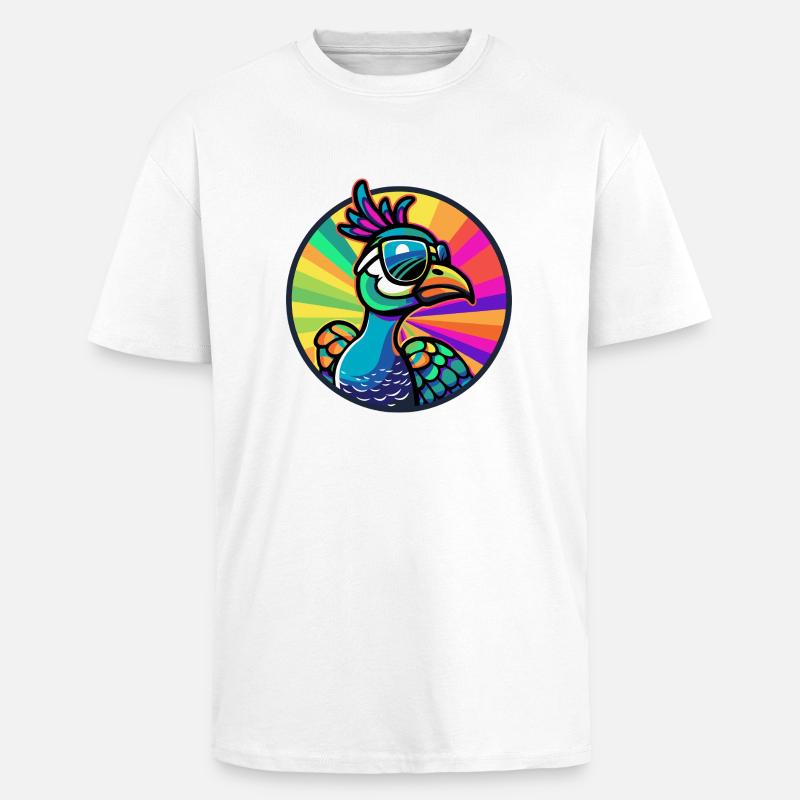 Pfau Vogel Comic Cool - Oversized Heavyweight Unisex T-Shirt - Weiß