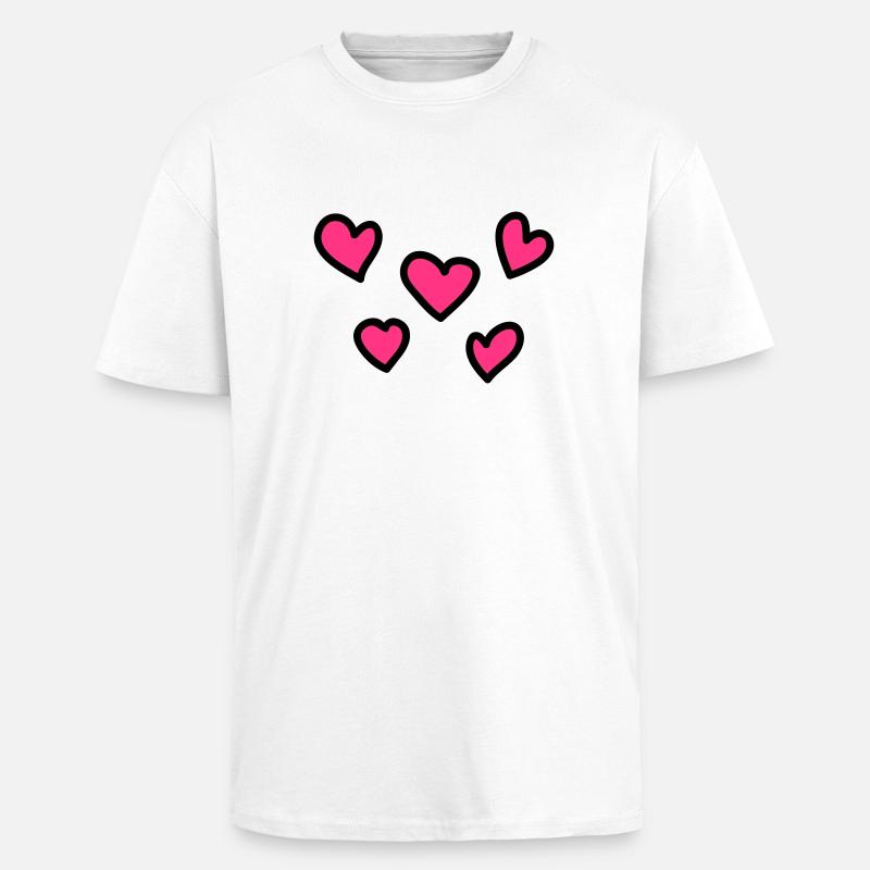 Herzen - Oversized Heavyweight Unisex T-Shirt - Weiß