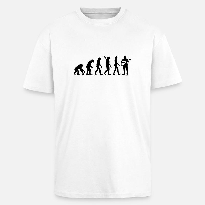 Evolution Guitare - T-shirt unisexe oversize épais - blanc
