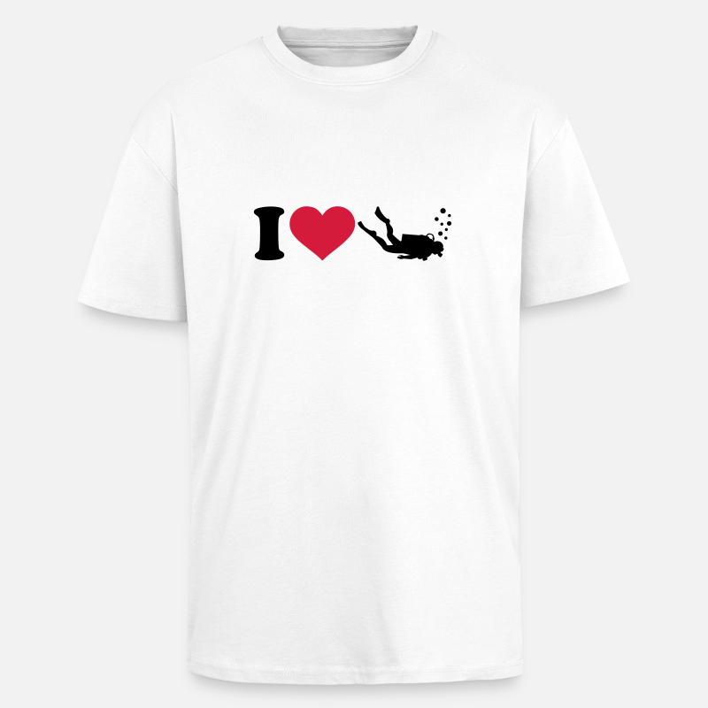 I love Plongée - T-shirt unisexe oversize épais - blanc