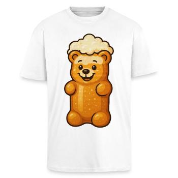 Gummibierchen – Lustiges Bier & Gummibärchen - T-shirt unisexe oversize épais - blanc - Devant - Alina (178cm) & Michal (187cm)