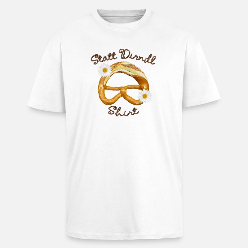 STATT DIRNDL MAEDCHENBREZEL - Unisex Oversized Heavyweight T-shirt - white