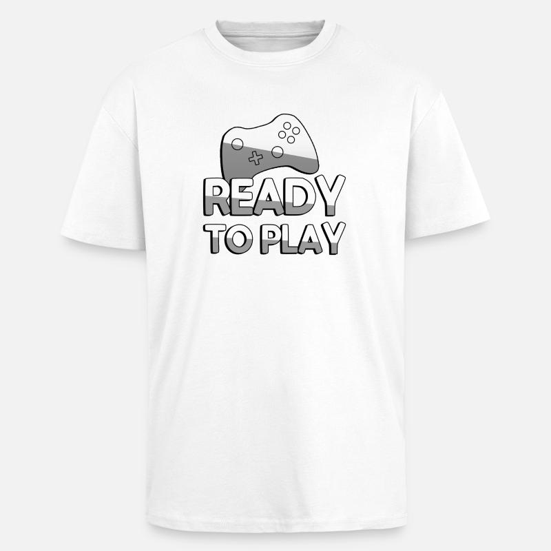 READY TO PLAY + Controller - Gaming - Oversized Heavyweight Unisex T-Shirt - Weiß