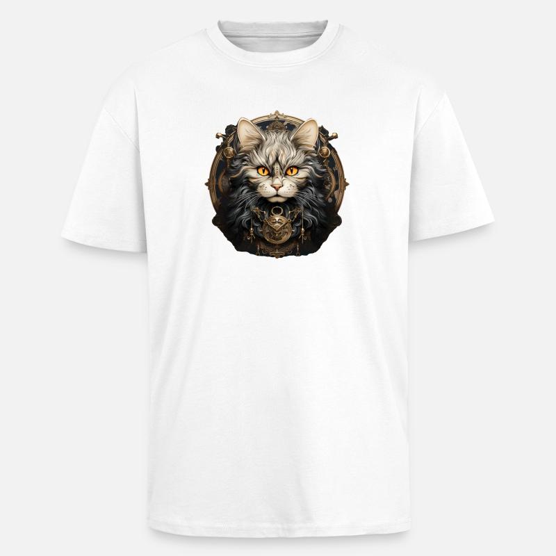 Chat - T-shirt unisexe oversize épais - blanc