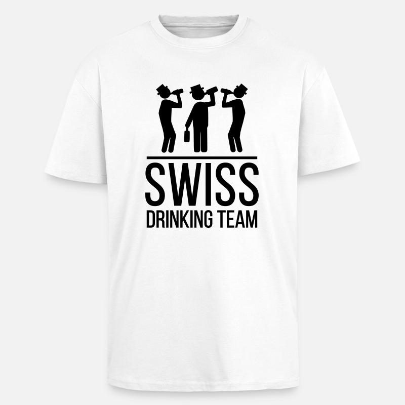 Swiss Drinking Team - Unisex Oversized Heavyweight T-shirt - white